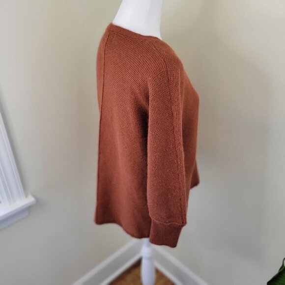 Cynthia Rowley Long-Sleeve Round Neck Knit Sweater Rusty Orange/Brown Size L - Picture 9 of 13